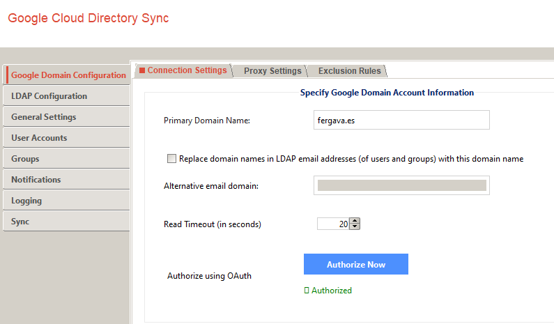 GCDS Domain Authorization Screen