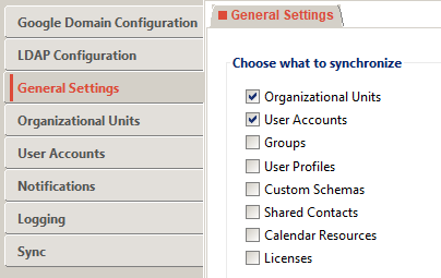 GCDS General Settings Screen