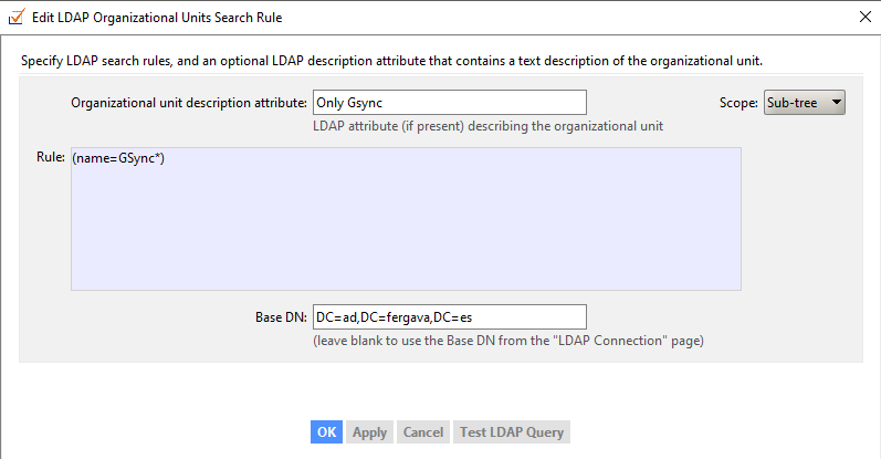 GCDS Wildcard OU Search Rule