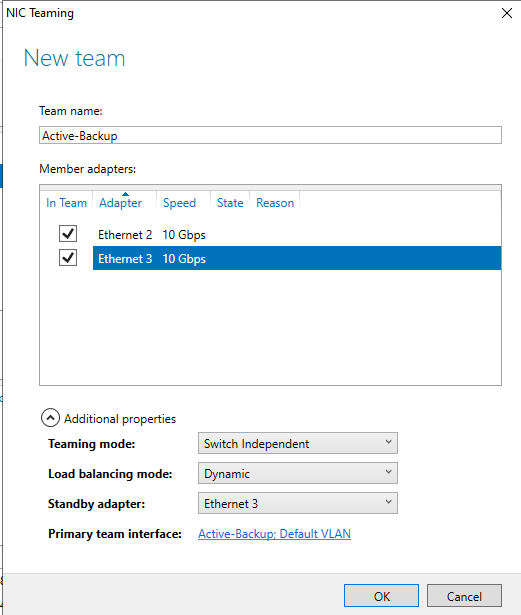 Windows Teaming Config